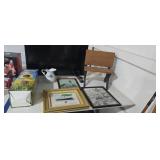 small flat screen TV child's bench framed prints