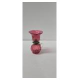 Vintage Cranberry Finger Lamp With Shade 8 In