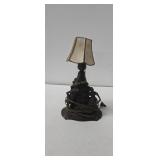 Vintage Metal Figural Table Lamp With Shade 14.5