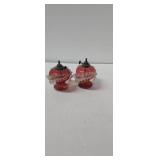 Pair Of Vintage Cranberry Finger Lamps 5.5 In