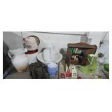 picture and bowl set oil lamp sewing cabinet etc