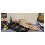 vintage Christmas balls wooden rack sign etc