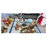 lighthouses boats small ships wheel beer stein