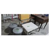 wicker stand metal trash cans sewing machine