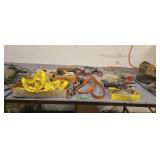 ratchet straps drill bits paint brushes jumper