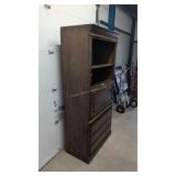 Oak Drop Front Bookcase Desk Entertainment Center