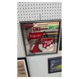 Frame Advertising Mirror Seagram's And 7up
