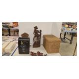 wooden figurines basket box cast iron toy