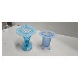 Blue Opalescent Vases 4.5 In