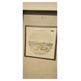 large framed print of an ocean scene 35x35