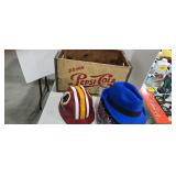 fedora hats vintage Pepsi cola wooden crate