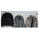 three fur coats sizes unknown