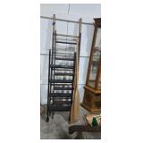 wood ladder and boat oars