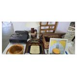 VHS tape player lamp seashells basket etc