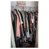 contents of closet clothing decorative items etc