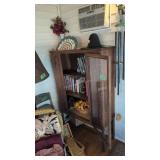 Vintage China Cabinet With Cookbooks Artificial