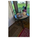 Small Glass Top Table With One Chair 28 Inch