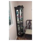 mirrored back lighted curio cabinet 20 x 71 x11