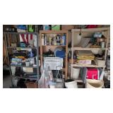 metal and plastic shelving with air conditioner