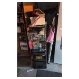 storage tubs with miscellaneous cleaning items