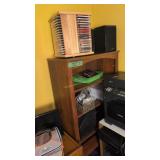 bookcase with CDs etc
