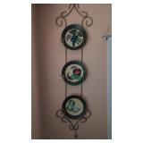 hanging plates and decorative items on wall