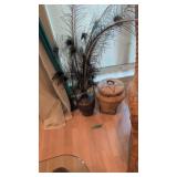 woven basket with a decorative pot