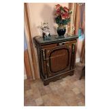 French style inlaid marble top one door cabinet
