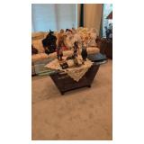 thick wicker glass top coffee table 48 in Long