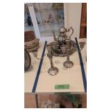 sterling silver double candlesticks and silver