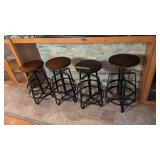 four metal frame swivel top bar stools