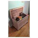 paint decorated blanket chest with toys 40 in Long
