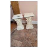 pair of ornate pedestal plant stands 18.5 tall