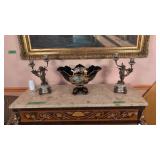 large compote with Victorian lady figure with