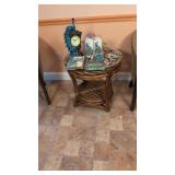 round rattan glass top table