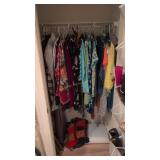 clothing shoes Afghan pillow etc in closet