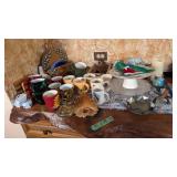 coffee mugs cake stands holiday lights