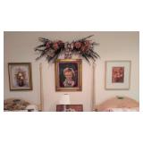 Three Framed Prints On Wall And Decorative
