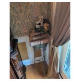 glass top stand with decorative items