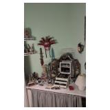 lot of costume jewelry folding mirror masks etc