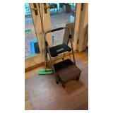 step stool, wooden stool, Swiffer