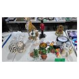 animal figures bisque figure clock small flags etc