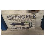 wooden fishing pier sign 30 x 20