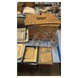 basket oil lamp with chimneys picture frames