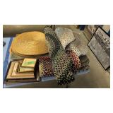 vintage hooked rugs picture frames woven mats