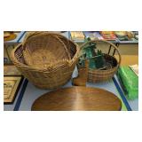 vintage baskets wooden oak shelf
