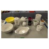 teapot coffee mugs mixing bowls etc