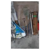 vintage wooden iron board dip nets umbrella etc