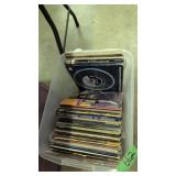 box of vinyl LPS most are classic rock