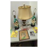 vintage lamps and advertising items